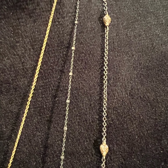 Frieda Rothman mixed metal CZ Station Necklace | Size 40" - Picture 4 of 7